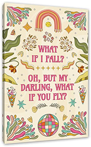 Pixxprint Hippie Art - What if I fall? als, Größe: 60x40cm, Leinwandbild, fertig gespannt, Wandbild, Dekoration, Kunstdruck, kein Poster