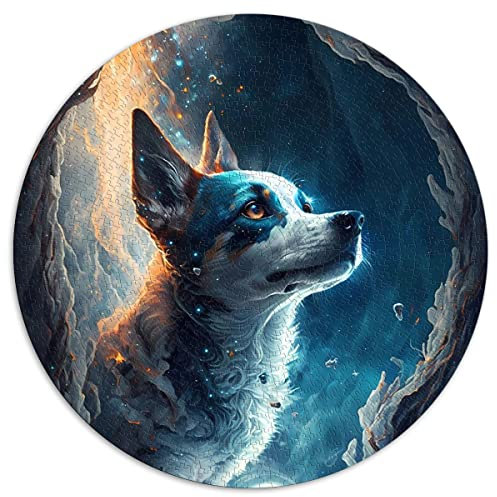1000 Teile Rundpuzzle Jack Russell Terrier Hundepuzzle Kinder Rundpuzzle für Kinder für Erwachsene und Kinder Papppuzzles Herausfordernde Spielpuzzles (Größe 67,5 x 67,5 cm)