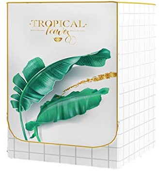 FANSU Copertura Lavatrice per Esterno per Lavatrici e Asciugatrice Stampa, Impermeabile Antipolvere Coprilavatrice da Esterno con Aperture Frontali Protezione Solare (XL-8-12kg,Foglie Verdi)