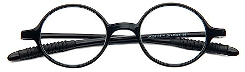 KoKoBin Retro Lesebrille Herren und Damen runde Lesehilf Sehhilfe Brille TR90 Vollrahmenbrille (Schwarz, 1.5, diopters)