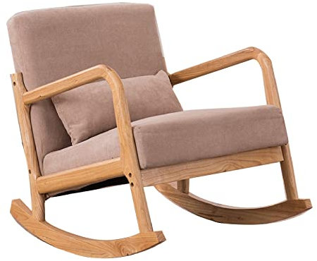 Rocking Chairs,solid wood rocking chair,kleiner schaukelstuhl balkon,Hochdicker Schaukelstuhl mit weichem Sitz und Kissen für den Innenbereich, Veranda, Garten, Garten, Terrasse, Balkon ( Color : Lemo