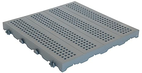 WUEFFE Piastrella in plastica 40x40h3,3 - mattonella Forata drenante Giardino Campeggio (Grigio, 30 Pezzi)