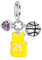 BIZK Nummer 24 Trikot und Basketball Charm-Anhänger für Armband 925 Sterling Silber Charm Bead Pendant für Europäische Armbänder und Halsketten