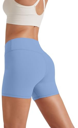 Friptspyg Kurze Sporthose Damen Sport Shorts V High Waist Gym Shorts Stretch Yoga Pants Laufend Hotpants, Himmelblau S