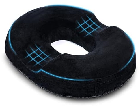 Ecosafeter Coussin de siège pour hémorroïdes, Coussin Donut de Haute qualité en Mousse à mémoire de Forme pour Grossesse, Coccyx, sciatique postnatale, escarres