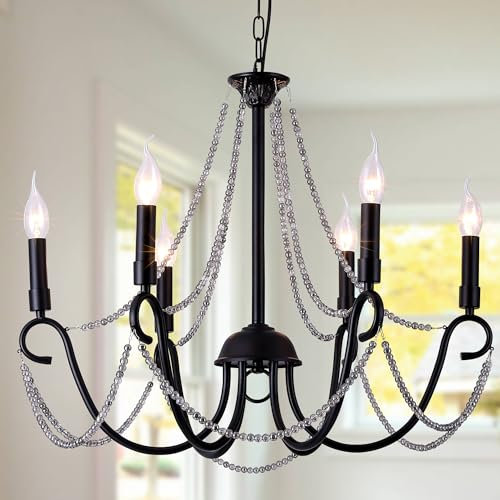 Ganeed Lampe Hanging Antik Licht Kronleuchter Painted Finish Inselleuchten für Küche Schwarz 6 Lichter