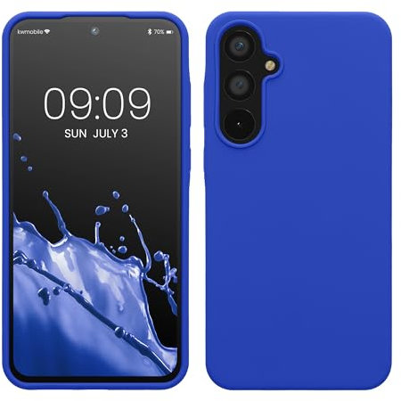 kwmobile Hülle kompatibel mit Samsung Galaxy A55 5G Hülle - Silikon Handy Case - Handyhülle weiche Oberfläche - kabelloses Laden - Baltik Blau