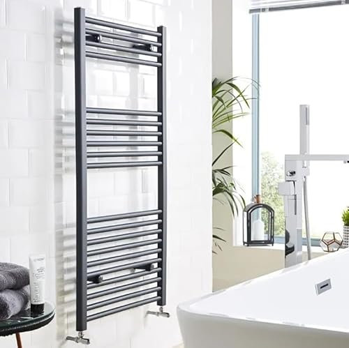 Anthracite 400mm x 800mm Towel Radiator, Stainless Steel Wall Mounted, 60 Inch x 24 Inch, Grey