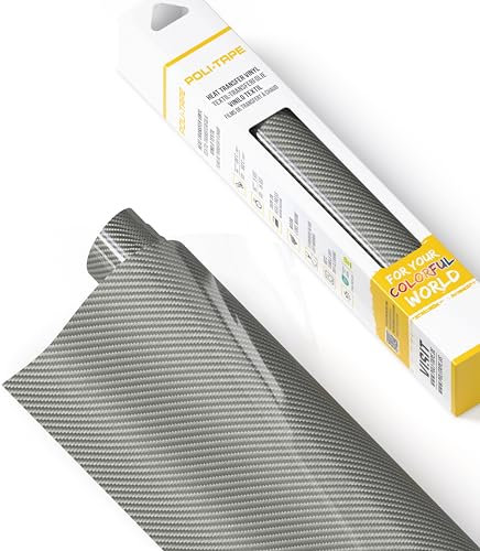 POLI-FLEX® CARBON Transferfolie für Textilien – Designfolie in Carbon Optik zum Aufbügeln, Plotterfolie für DIY Shirts, Silber Carbon, 30,5 cm x 61 cm