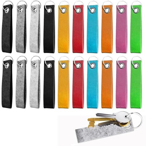 PVFZXS 20 Stück Schlüsselanhänger Filz, Bunt Schlüsselanhänger, Filz Schlüsselanhänger, Schlüsselanhänger Filz Rohling, Filzanhänger für Diy Dekoration Handwerk Taschen Auto Basteln