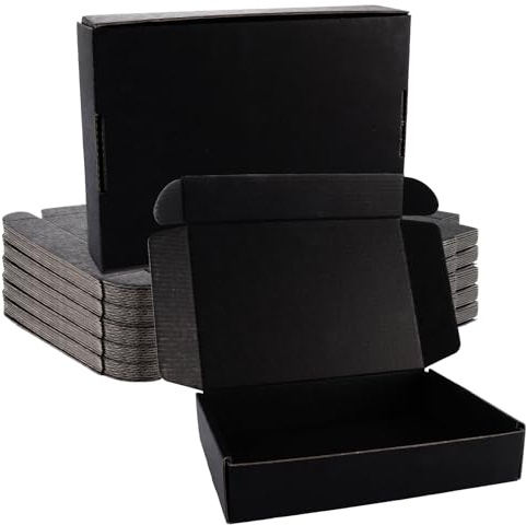 GBACHOOSE Versandkartons aus Wellpappe, 200 x 140 x 40 mm, Schwarz, 30 Stück, für Verpackungen, Versand, Geschäfte