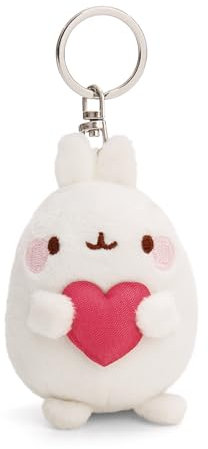 Schlüsselanhänger MOLANG mit Herz 8cm weiß - Plüsch-Begleiter Kuscheltieranhänger mit Schlüsselring für Schlüsselband, Schlüsselbund & Schlüsselhalter