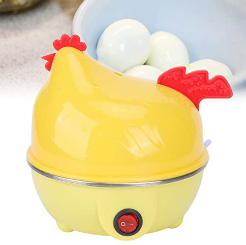 Ausla Eierkocher Retro Vintage Schneller Eierkocher Elektrische, Multifunktional Huhnform 7 Eierkapazität Automatische Abschaltung, Egg Cooker Ei Hart Gekocht, Kocher Edelstahl-Dämpfplatte Gelb,