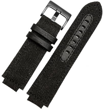 AJASMKLX 24 * 16 MM Passend for TIMEX Tide Canvas Convex Strap Männliches Kompassarmband T2N721 T2N720 TW2T76500 TW2T76300 Serie Nylonarmband(F08-Black-B)