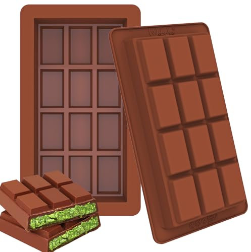 Webake Molde Chocolate Tableta Profunda Silicona 2 Piezas Molde Turron Moldes de Chocolato Profundo Molde de Barra de Chocolate