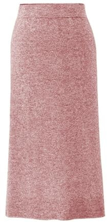 seiveini Gonna Lunga Donna Elegante Invernale Midi Gonne a Maglia a Vita Elastica Tinta Unita B Rosa L
