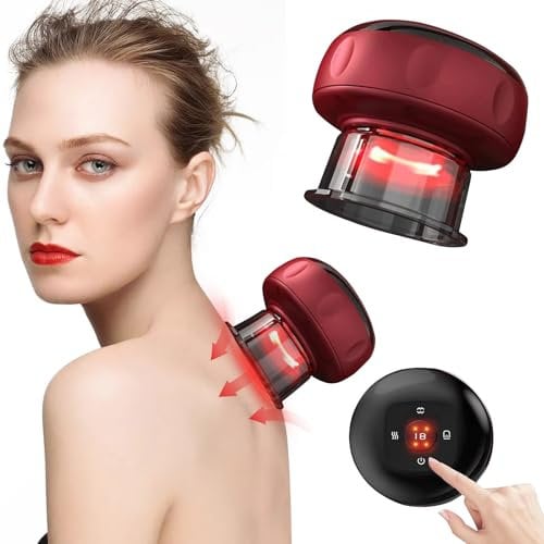 4 En 1 Masseur Électrique Avec Ventouses, 12 Vitesses Réglables Ensemble Ventouse Electrique Cellulite Masseur Ventouses Sous Vide Ensemble Thérapie Ventouses Electrique Intelligent avec Lumière Rouge