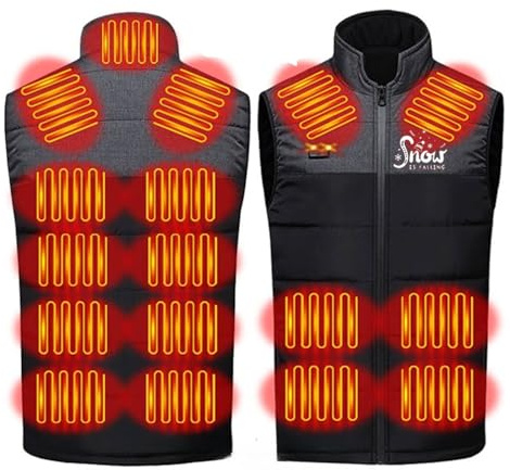 2024 Veste Chauffant Homme Femme Gilet Chauffante Moto Tissu Polaire Réversible Lavable en Machine 17 Zones de Chauffage 3 Niveaux de Chauffage pour le Travail en Plein Air en Hiver, Ski, Chasse Motos