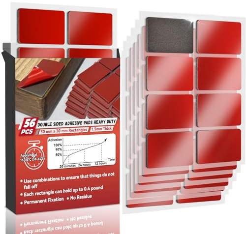 Doppelseitige Klebepads Rechteckig 3cm*5cm,Hochbelastbares Montageband,56 Stück UltraSticky Strong Pads Klebeband1,5 mm dick für Wände Bild,Auto, Zuhause, Büro. Rechteckig