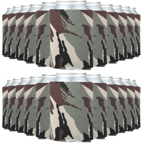 PATIKIL Blank Beer Can Cooler Sleeves,50Pcs Plain Bulk Collapsible Bottle Sleeve Insulated Foam Can Cover for 10oz Bottle Can Wedding Party Event HTV Sublimation,Army Camouflage