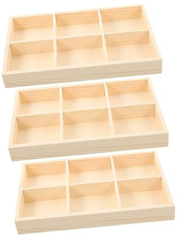 Cabilock Caja De Madera Con Compartimentos 3 Piezas Organizador De Escritorio Para Crayones Y Materiales De Arte Almacenaje Multifuncional Para Oficina Y Hogar