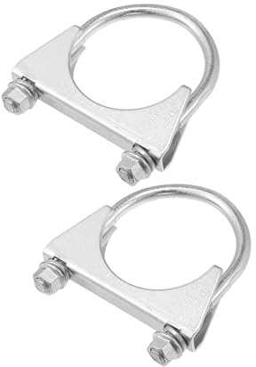 A ABSOPRO Round U Bolt Muffler Exhaust Clamps for Car 2.25 ID 58mm 2 Pcs | Mild Steel, Silver Tone, Thread Size: M8x1.25