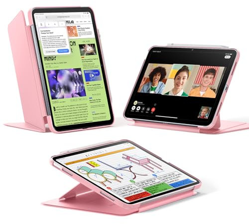 ESR for iPad (A16) 11th Generation Case, iPad 11th/10th Gen Case (2025/2022), Vertical Stand Cover, Multi Stand Angles, Ultra-Stable Cover, Flip Series, Pink