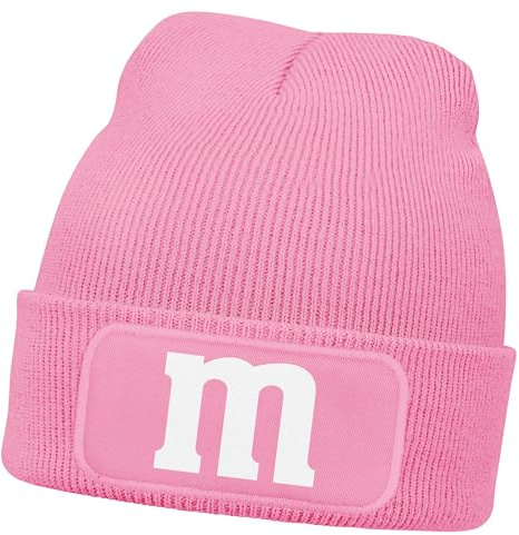 MoonWorks® Herren Beanie Patch Strickmütze mit Buchstabe M Aufdruck Fasching Karneval Lustig Mütze Männer