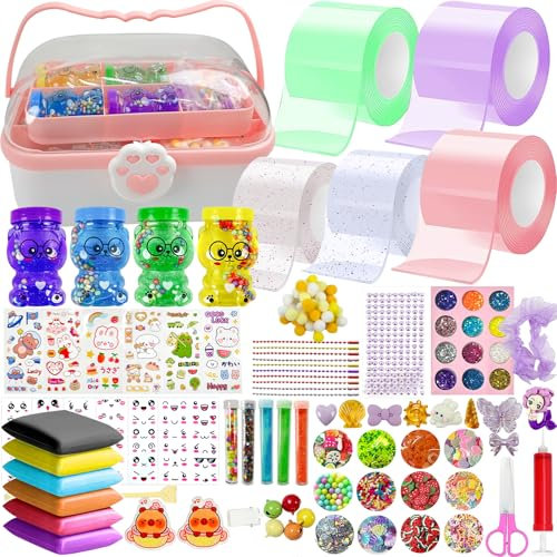 Nano Tape Bubble Kit für Kinder mit Box,Nano Doppelseitiges Band für die Herstellung von Blasen,500+ Füllungen DIY Nano Bubble Tape mit Pump Pailletten Glitter Pulver Aufkleber