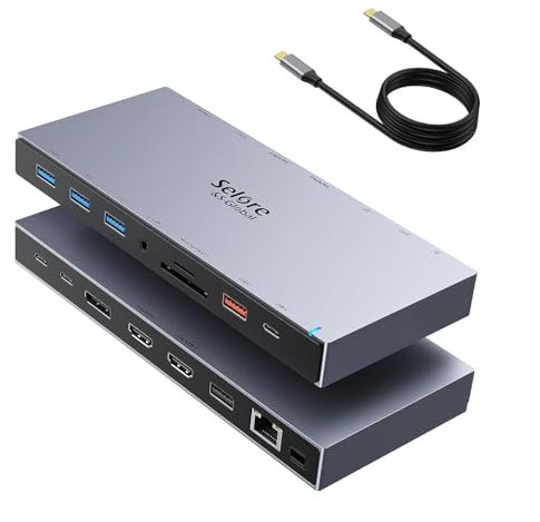 Dual HDMI Docking Station 3 Monitor,USB C Laptop Hub with 4K HDMI and Displayport, 10Gbps USB-A/C Data Transfer, 100W PD Charging, Ethernet, Audio, SD/Micro SD Slot, USB C Dock for Dell XPS/HP/Lenovo