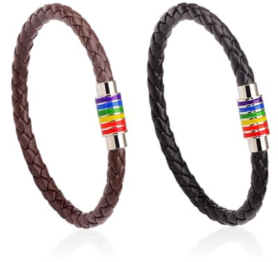 OVDGWC 2 Stück Erarmband, Regenbogenarmband, Einfaches Armband, Modisches Armband, Magnetknopfarmband, Geschenkarmband