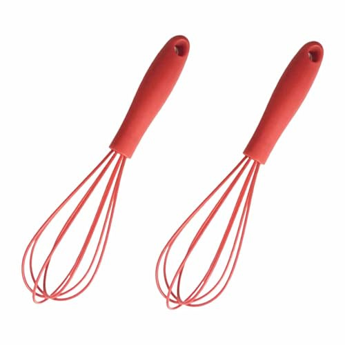 2 Frullatori in Silicone Antiaderente - Set da Cucina per Dolci - Design a Palloncino per Uova, Salse & Impasti - Utensili Resistenti al Calore
