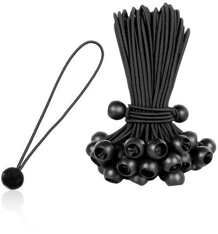 HASLED 20 Pièces Tendeur Élastique pour Bâche 30cm - tendeur Elastique Boule tendeurs Noirs avec Boule | avec Boules de Fixation Noir - pour Tentes, Bannières, Stores