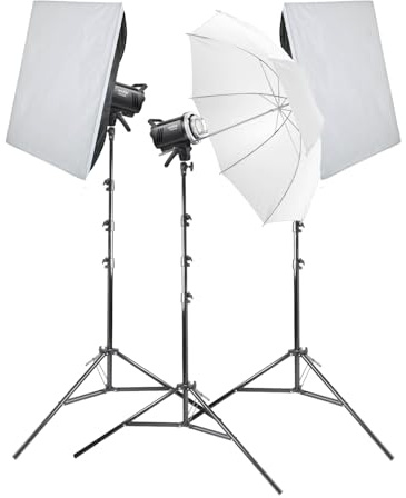 GODOX MS200-V Studio Flash Lighting Kit 3 Head Professional Strobe Light Set with Modeling Lamp for Photography Studio