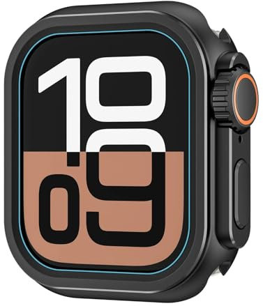 Quirxio Funda de protección de Metal para Apple Watch 46mm 45mm 44mm funda protectora de marco para iWatch Series 10 9 8 7 6 5 SE cambiar a Ultra 2 49mm(Black,49mm)