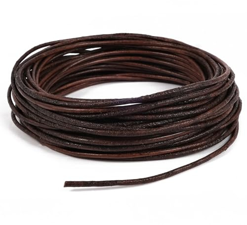 RUBY Echtes Lederband Lederriemen,Classic Lederband Kette,Lederbänder für Ketten,Lederschnur für DIY-Schmuck Wie Armbänder (öliges Braun-10m)