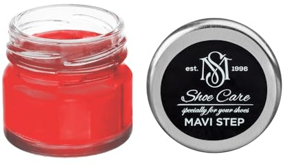Crème de Cirage Premium - NCS S 0580-Y90R Rouge Coquelicot - Soin Nourrissant & Rénovateur de Couleur pour Cuir Lisse par MAVI STEP - 0.85 fl oz / 25 ml