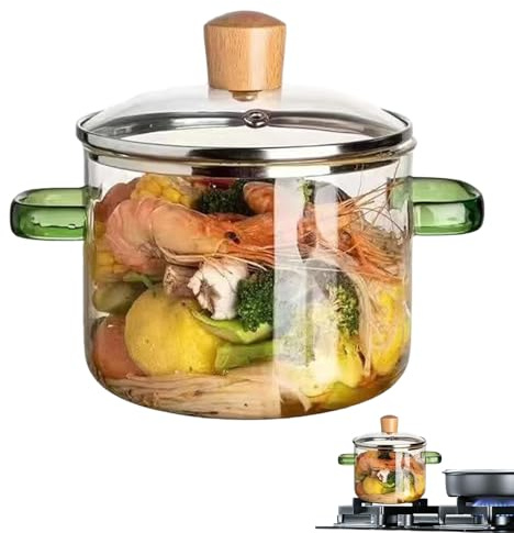 Glass Simmer Pot - 1600ml Transparent Quick Heating Simmer Cookware,Clear Glass Pot - for Sauce Kitchen Stove Soup Pasta Tea Brewing