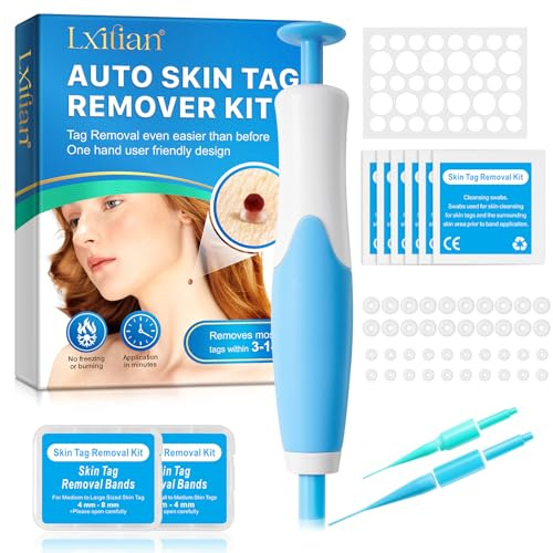 Skin Tag Removal Kit with 40 Bands, Auto Tool Kit Skin Tag Remover, Auto Skin Tag Removal Kit, (2mm-8mm) - Auto Fast-Acting Safe Skin Tag Remover Tool