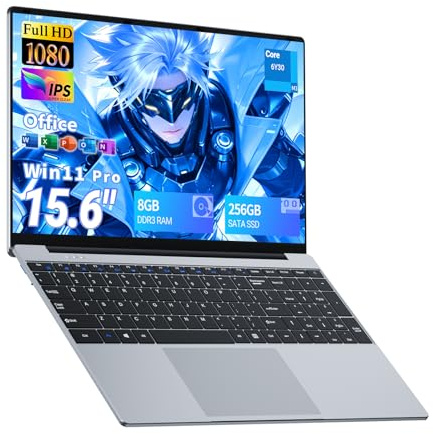 PC Portatile 15,6 Pollici con Processore Core M3-6Y30, Notebook Win 11 8GB RAM 256GB SSD, Laptop con Tastierino Numerico, Computer Portatile con Schermo FHD Ribaltabile 180°, HDMI USB3.0 WiFi 5 BT4.2