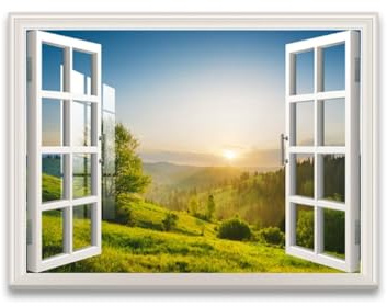 Arte Mural Paisajístico Con Efecto De Ventana Falsa E Iluminación LED, Lienzo Enmarcado Con Paisaje Natural Verde，Arte Mural Paisajístico Con Efecto De Ventana Falsa(Multi-colored-C,100x75cm)