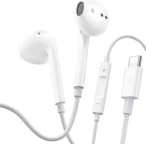 USB C Wired Earphones, Type C In-Ear Headphones with Microphone & Remote Control Earbuds Compatible with iPhone 17/16/15, Samsung Galaxy S25/S24/S22/S20/Ultra Note 10/20, Pixel 7/6/6a/5/4