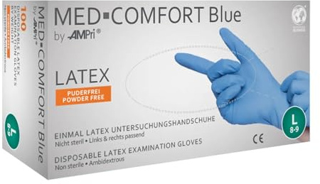 Igefa Latex puderfrei blau Gr.M U-Handschuh 100Stk