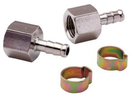 Mecafer 156025 Embout pour Tuyau 1/4 f 6 x 11 2 pièces + Colliers