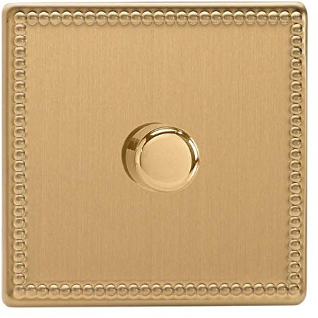 JDYP401S.JB Varilight V-Pro Series 1 Gang (Single), 1 or 2 Way 400 Watt (Trailing Edge) Dimmer, Dimension Screwless Jubilee Brushed Brass