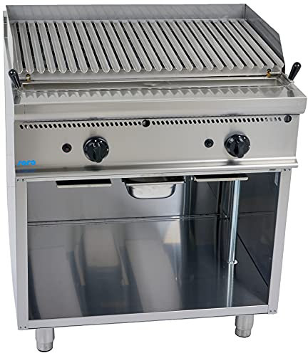 Saro 423-1275 E7/BS2BA Gas-Lavasteingrill mit offenem Unterbau, Edelstahl