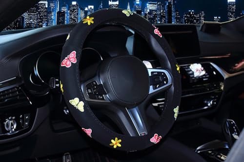 Mayco Bell 2016 Automotive Women Embroidery Cute Car Steering Wheel Cover (Butterfly)