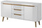 Furniture24 Kommode Sideboard NORDI in Skandinavische Stil (Weiß/Weiß Hochglanz)