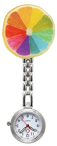 JSDDE Uhren Krankenschwester FOB Uhr Pflegeruhr Pulsuhr Ketteuhr Schwesternuhr Quarz Taschenuhr Bunte Blumen