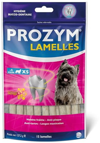 Prozym 15 Lamelles pour Chiens - Soin Dentaire à mâcher - N°1 chez Les vétérinaires - Haleine fraîche - Anti-tartre - Anti-Plaque - Gencives saines (XS)